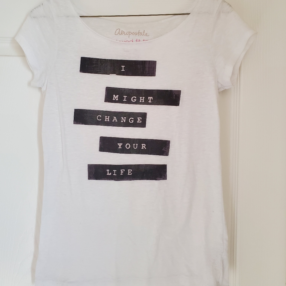 Aeropostale White Relaxed Fit Tee